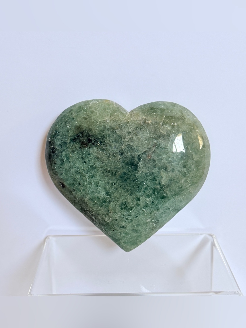 Stunning Green Strawberry Quartz Heart Polished Crystal Paperweight 1.2lb 4.5”